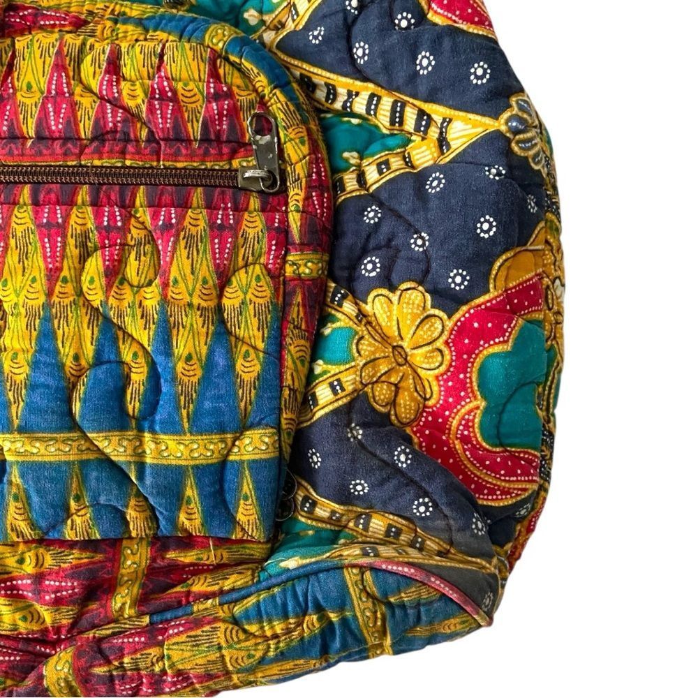 Quilted Drawstring Colorful Patterned Backpack In… - image 5